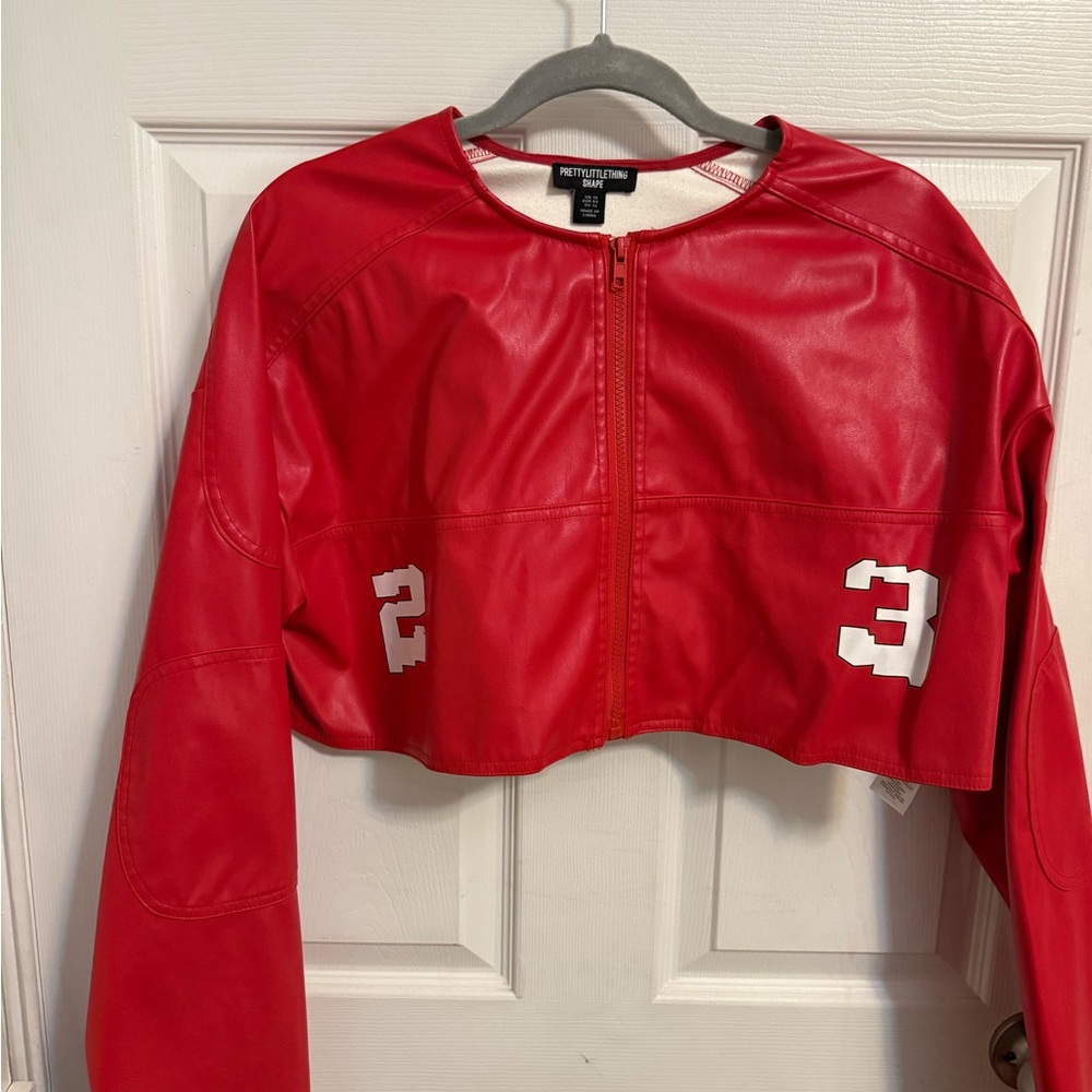 PrettyLittleThing Red Cropped Jacket